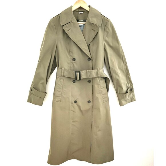 Vintage 1989 US Army Women All Weather Trench Coat 12R Olive Khaki So-Sew Styles - Picture 2 of 14